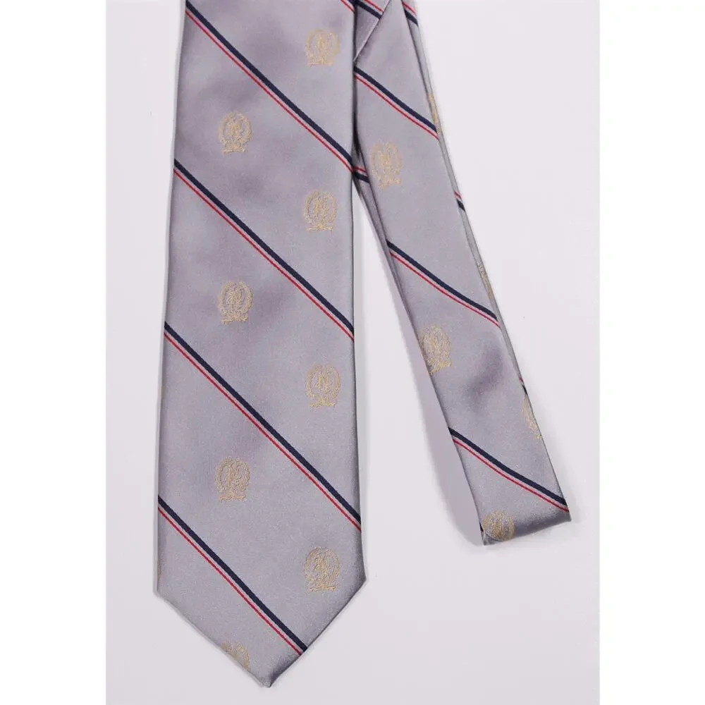 Twenty Four Karat Club 24k New York Silver Striped Silk Necktie Tie